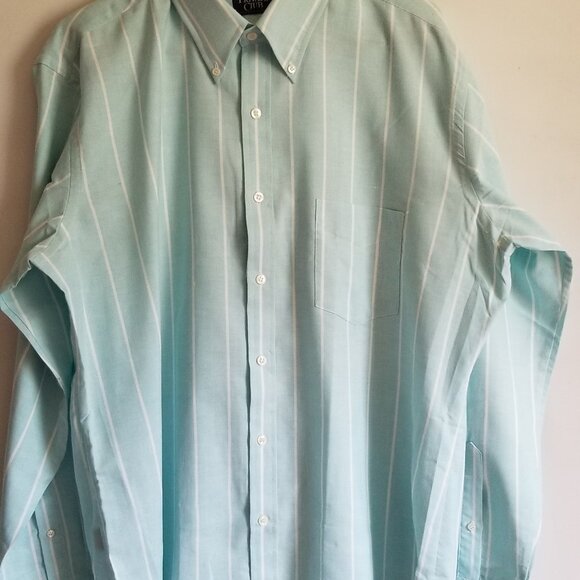 Men's Private Club Mint Green With White Stripes Button Down Collar Shirt 16 1/2 - Picture 12 of 12